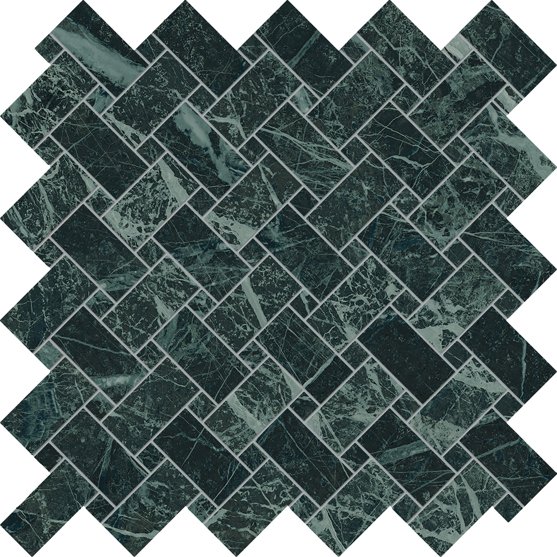Tele Di Marmo Revolution Verde Saint Denis porcelain decorative accent tile by Emil, full lappato finish, 47 1/4"x109 7/16"x6.5-mm size. Premium Italian porcelain for floors and walls.