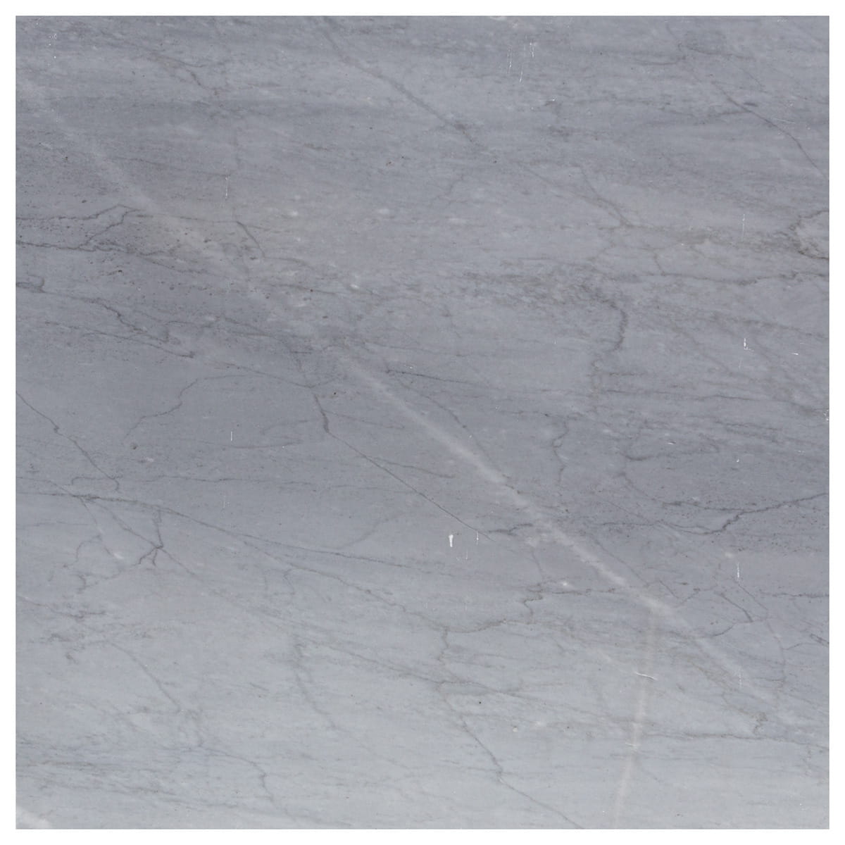 Bardiglio Imperial marble field tile with honed finish and straight edge, 12x12x0.375 inches.