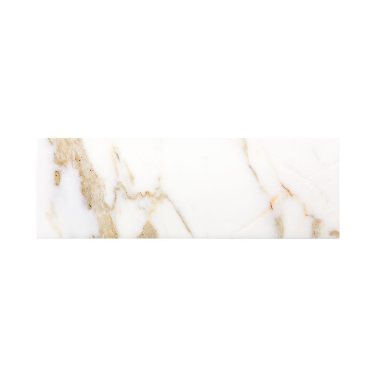 Calacatta field tile from Haussmann Natural Stone, high-quality marble with Antique finish and worn edge, 4x12x0.375 inches.