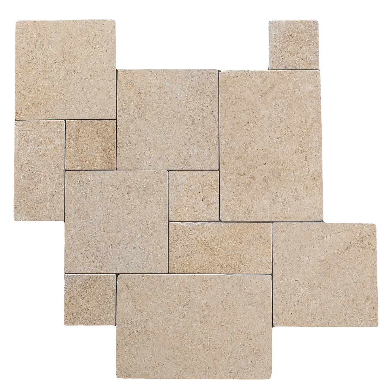 Haussmann Natural Stone Cecina Collection limestone Versailles pattern flooring and wall cladding.