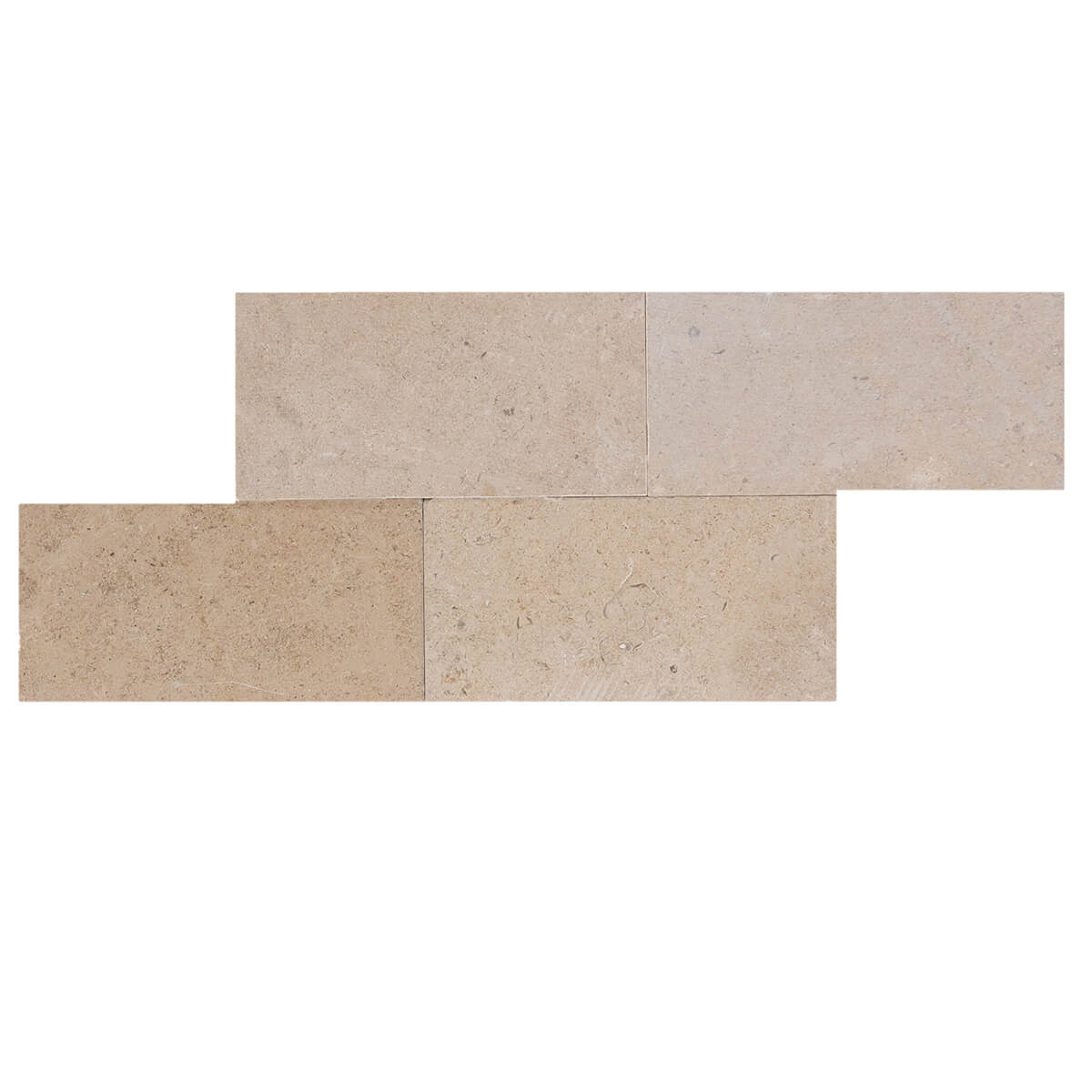 Corton Beige Limestone Field Tile by Haussmann, honed straight-edged tile made from high-quality limestone, 3" x 6" x 3/8" dimensions.