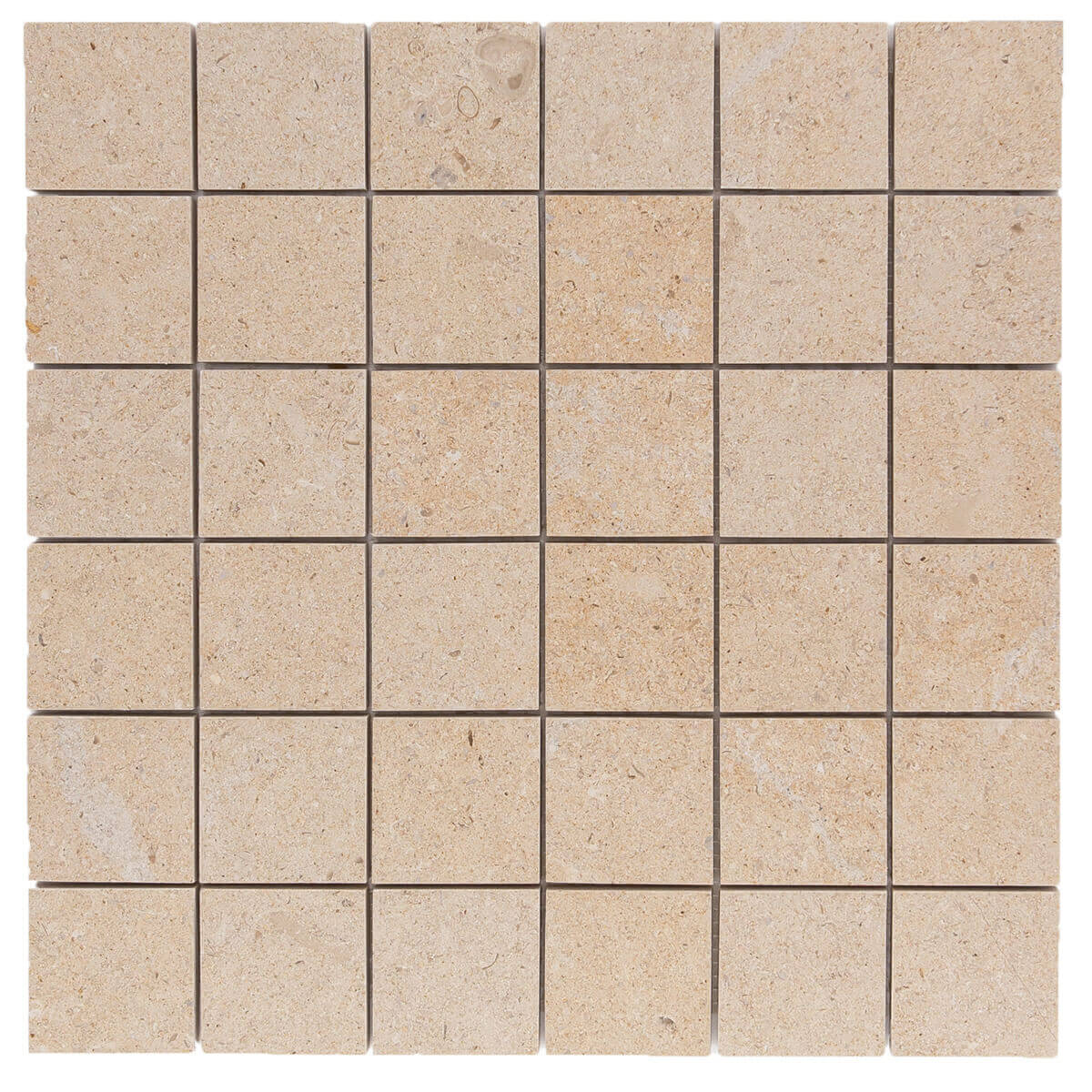 Corton Beige limestone mosaic tile 12x12x3/8 straight edge interlocking pattern honed finish versatile for residential and commercial use flooring wall cladding countertops