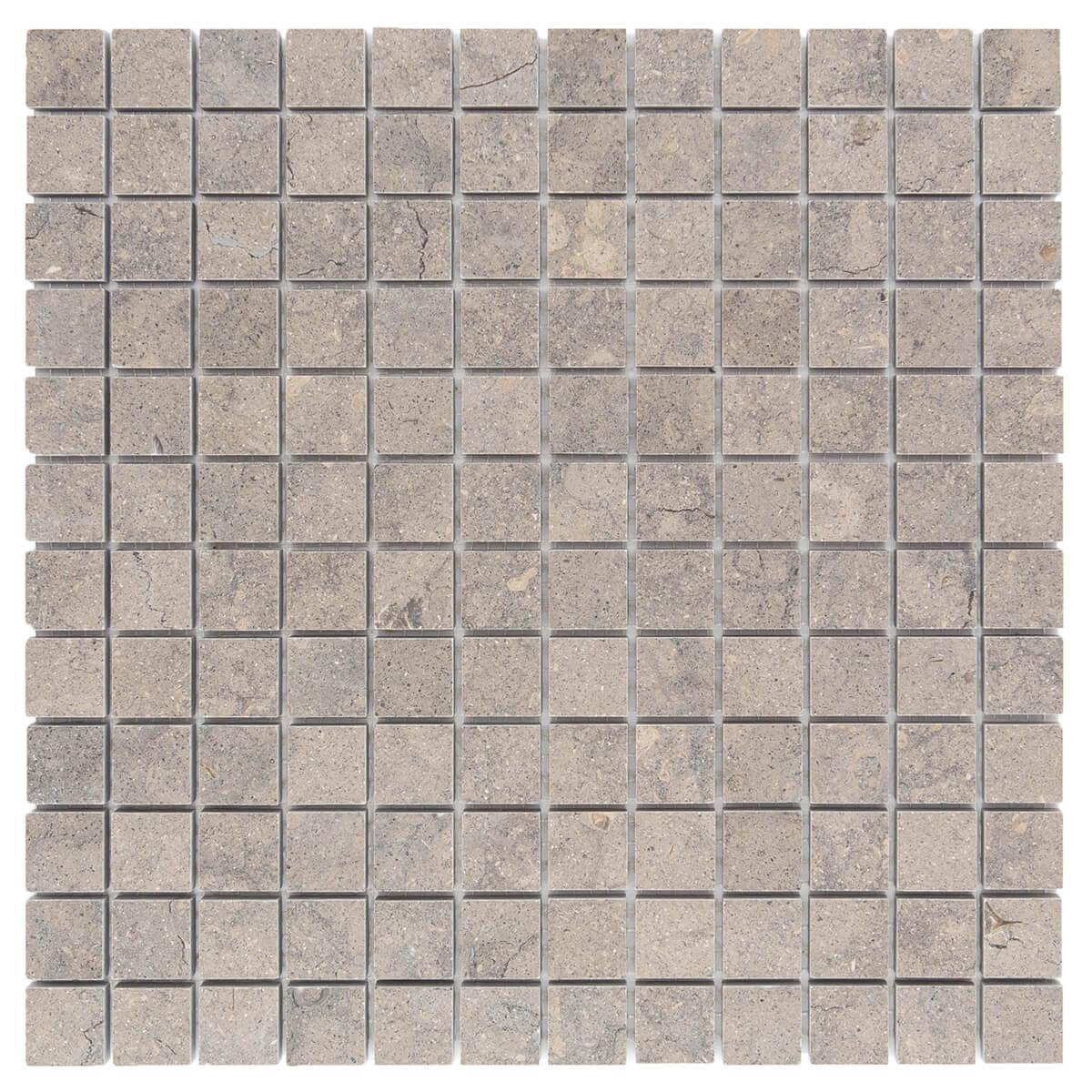 Côte d'Azur limestone mosaic tile with straight edge and interlocking shape, 12" x 12" x 3/8" size