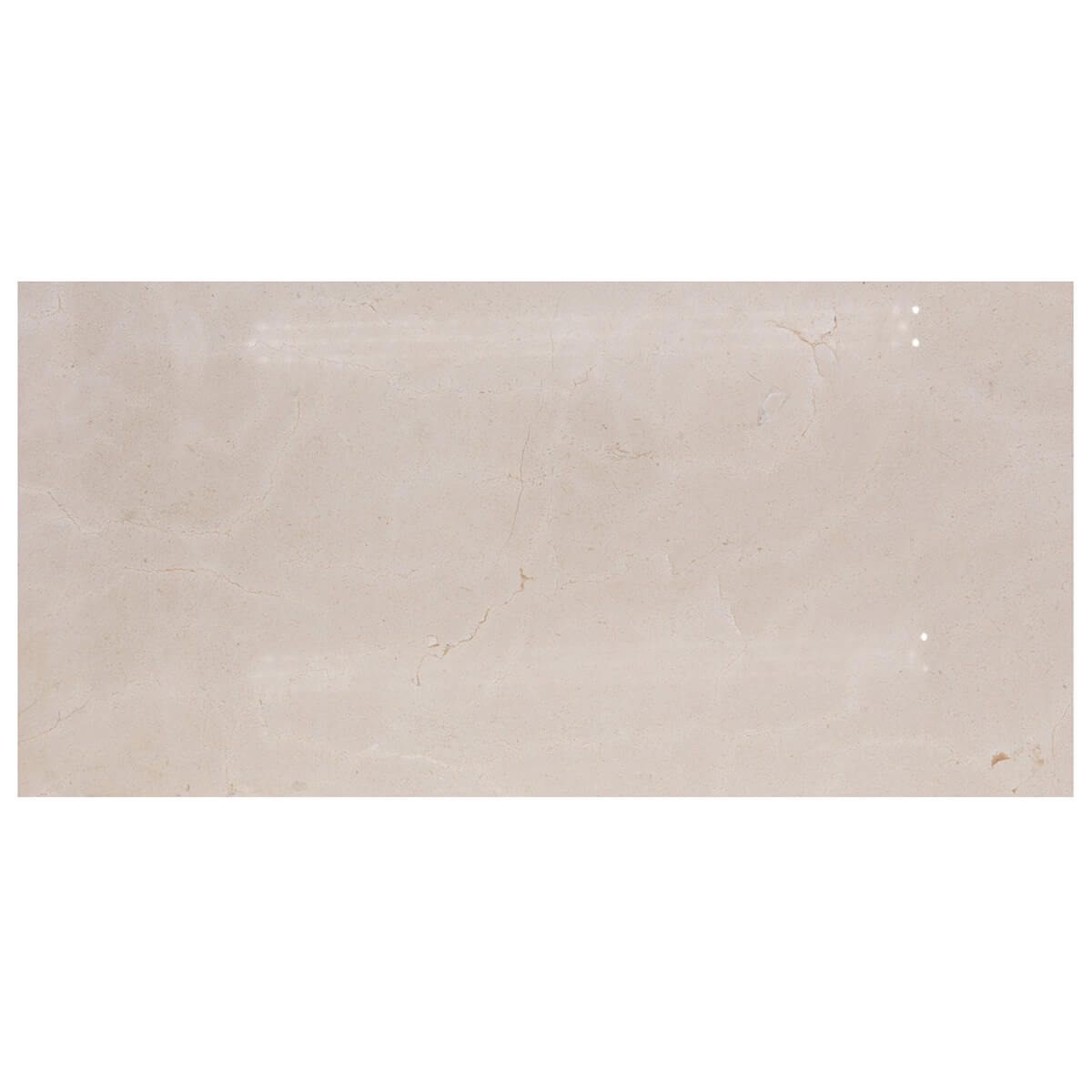 Crema Marfil limestone field tiles, 12x24x0.375 inches, polished finish