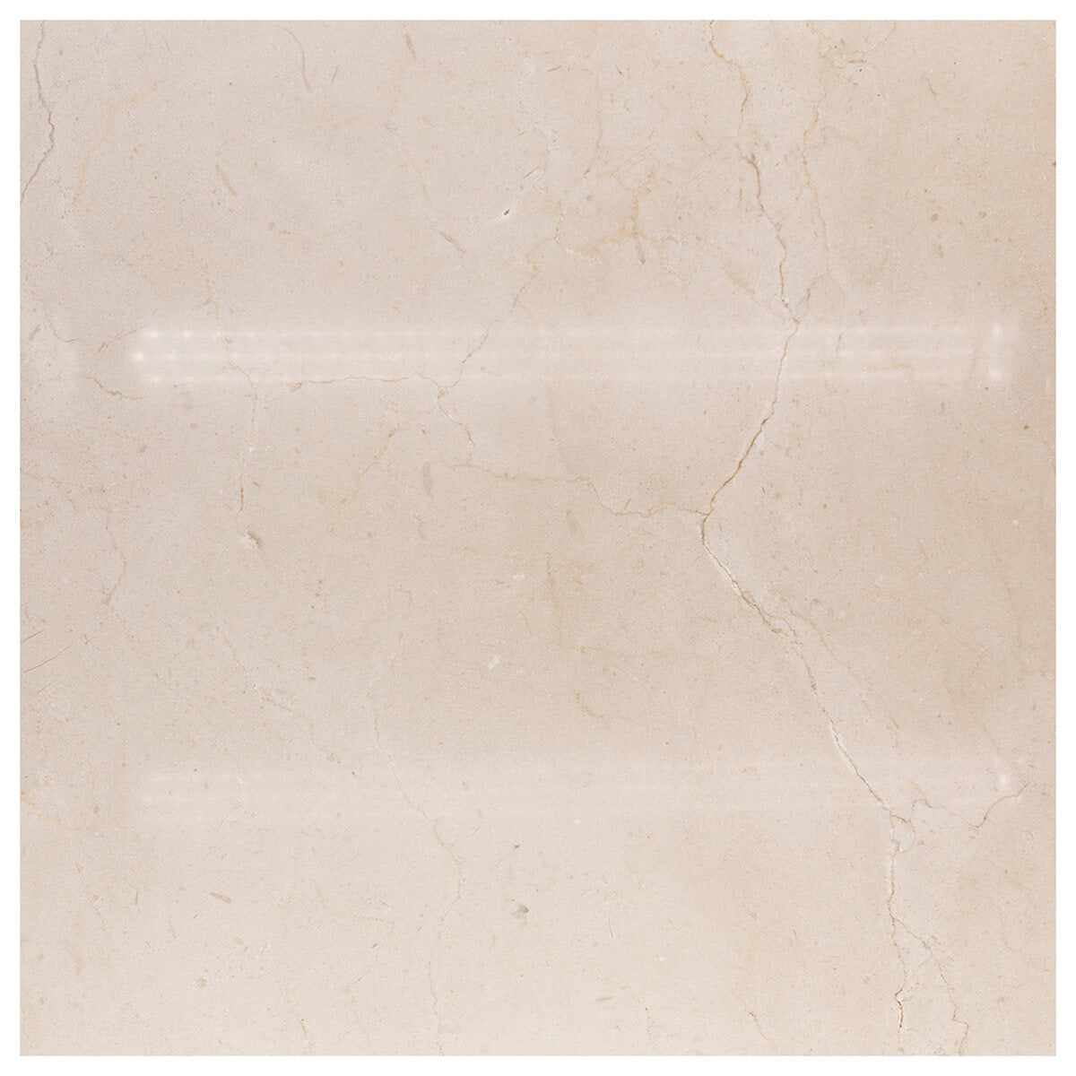 Crema Marfil limestone field tiles with polished finish, 12x12x0.375 inches