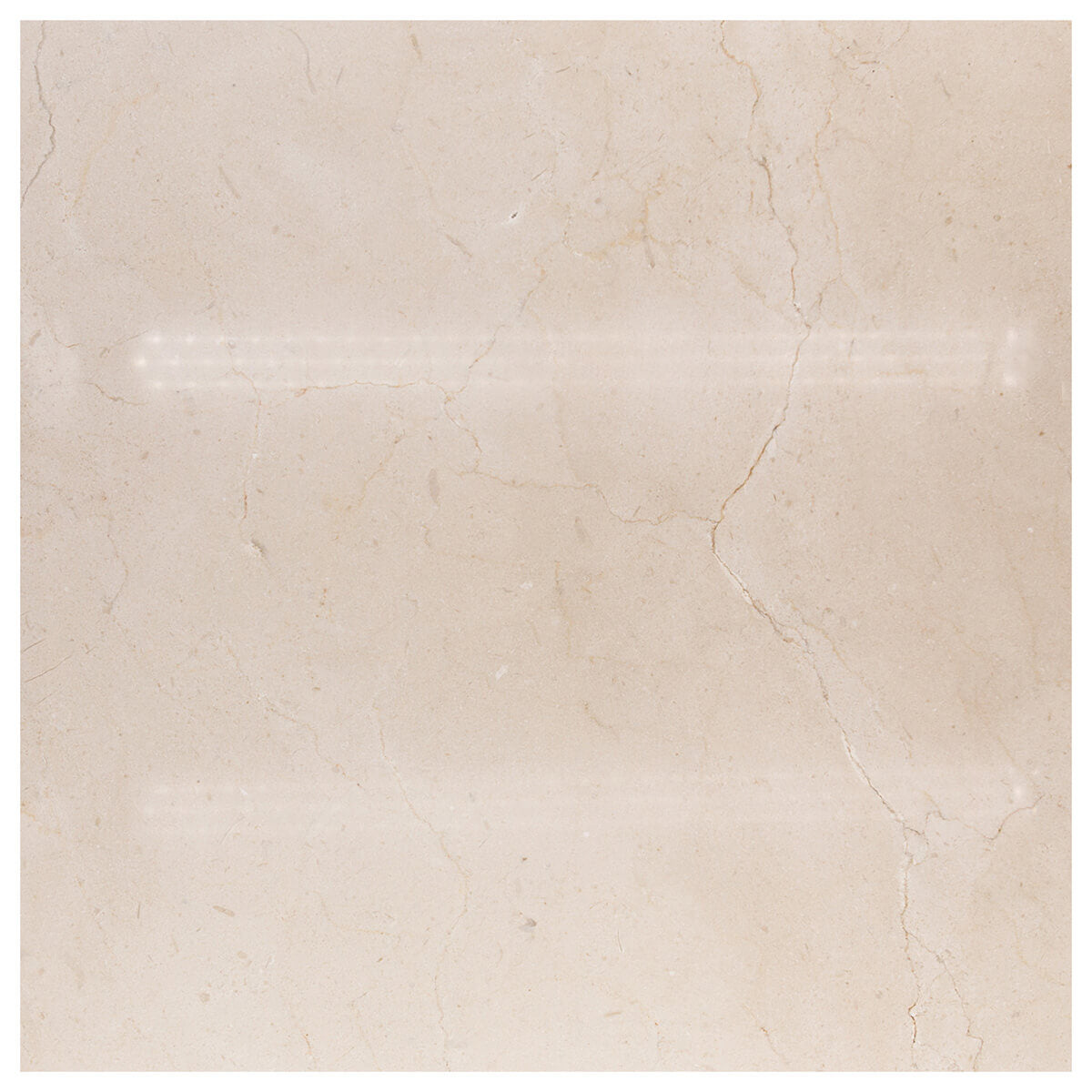 Crema Marfil limestone field tile with polished finish and straight edges, 18x18x0.5 inches.