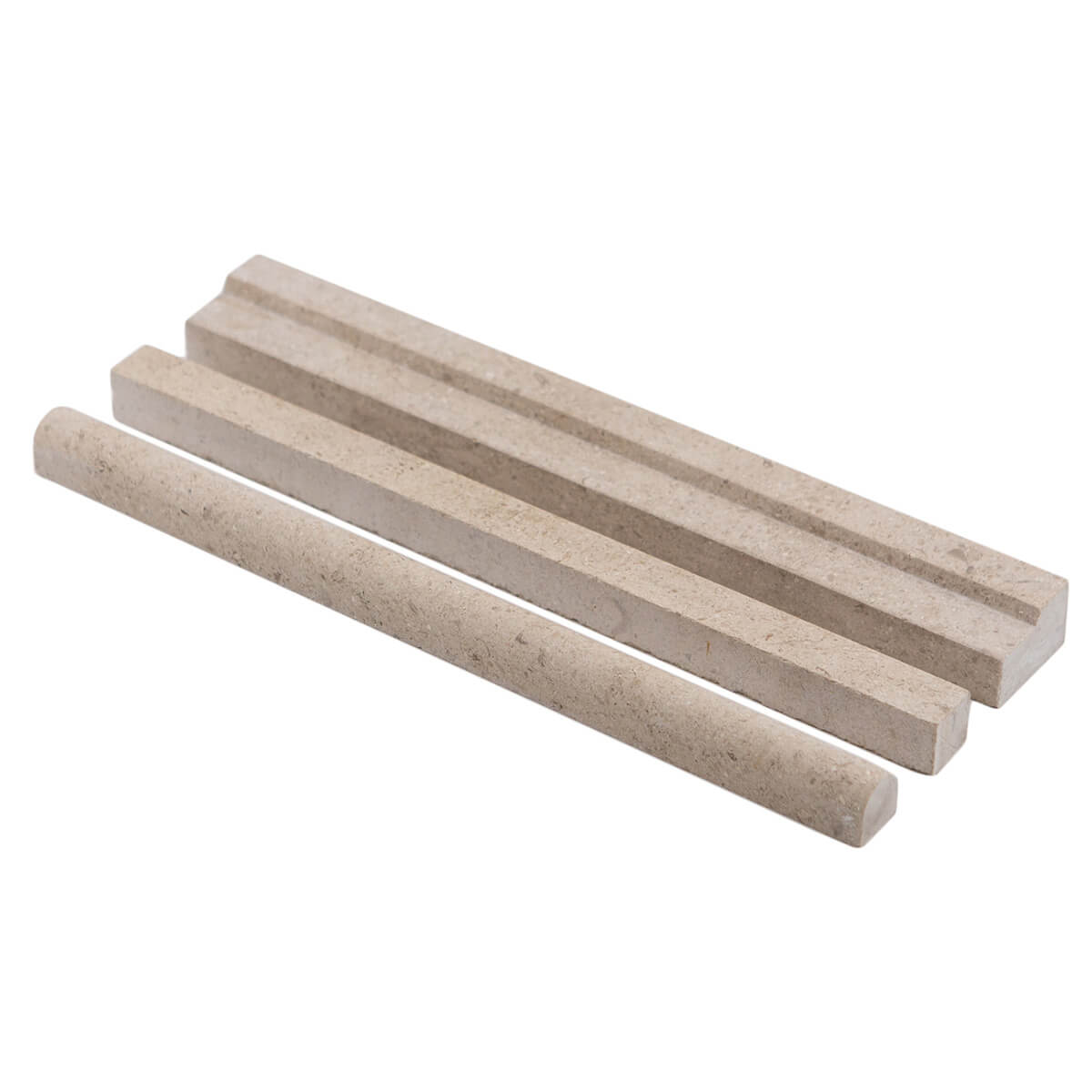 Fonjone limestone trim from Haussmann, 3/4" x 12" x 3/4", honed finish