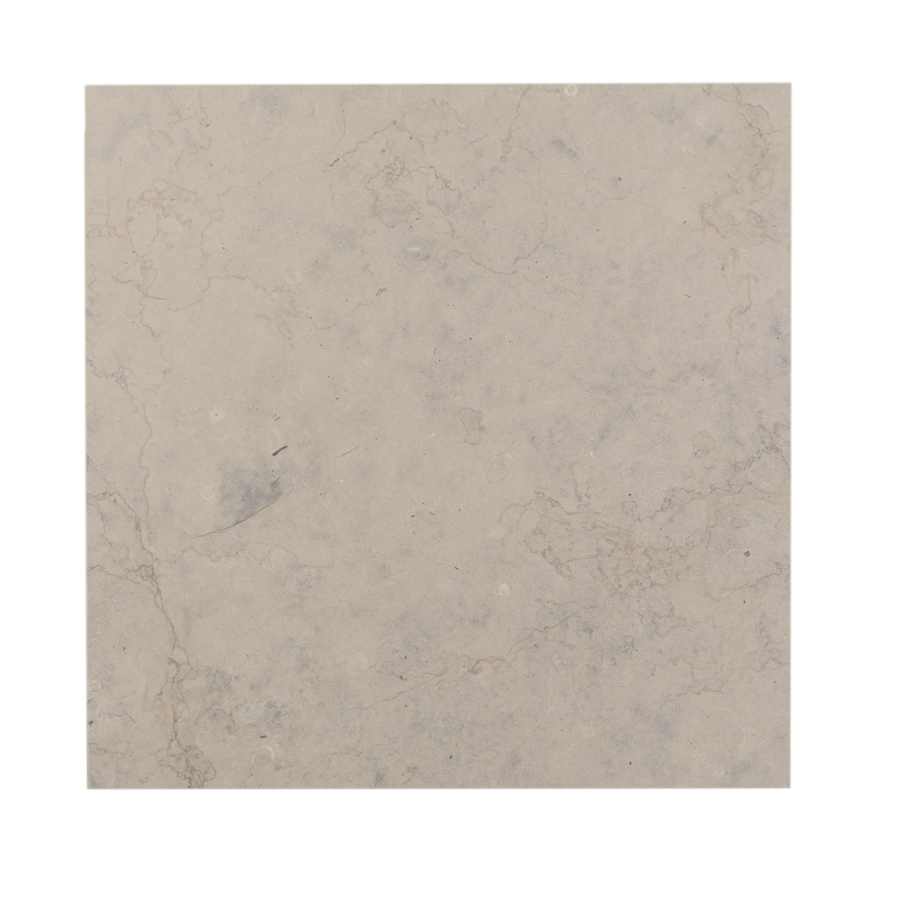 London Grey limestone field tile with honed finish and straight edges, 12x12x0.375 inches.