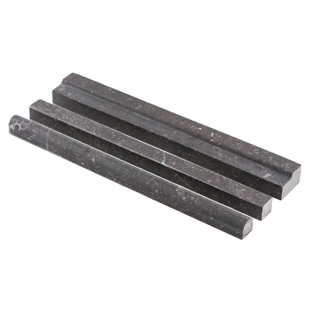 Noir Sully limestone trim - 3/4" x 12" x 3/4" - honed finish - straight edge - high traffic wear resistance - frost resistance