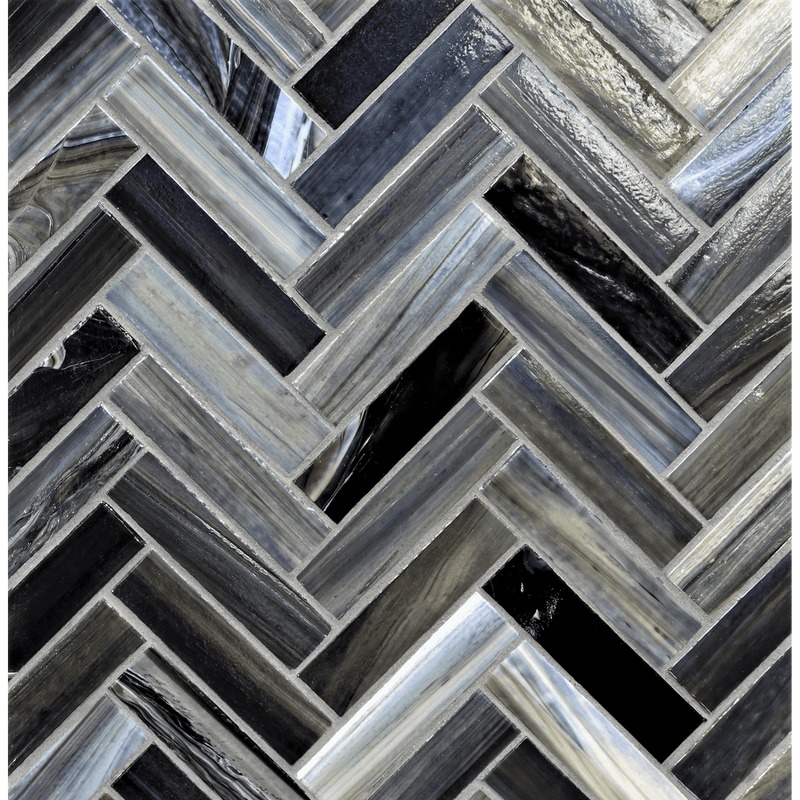 AGATE: Abruzzo 1"x4" Herringbone Field Mosaic (8.83"x11.24" | pearl)