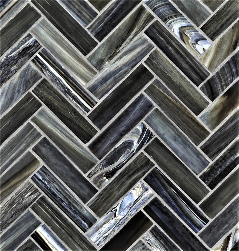 AGATE: Abruzzo 1"x4" Herringbone Field Mosaic (8.83"x11.24" | silk)