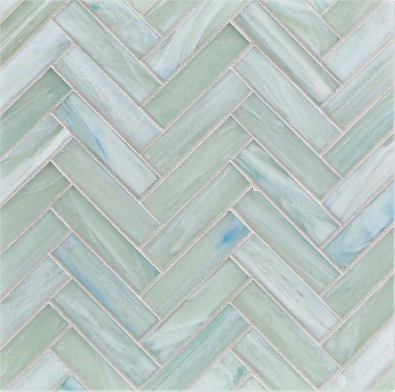 AGATE: Alassio 1"x4" Herringbone Field Mosaic (8.83"x11.24" | silk)