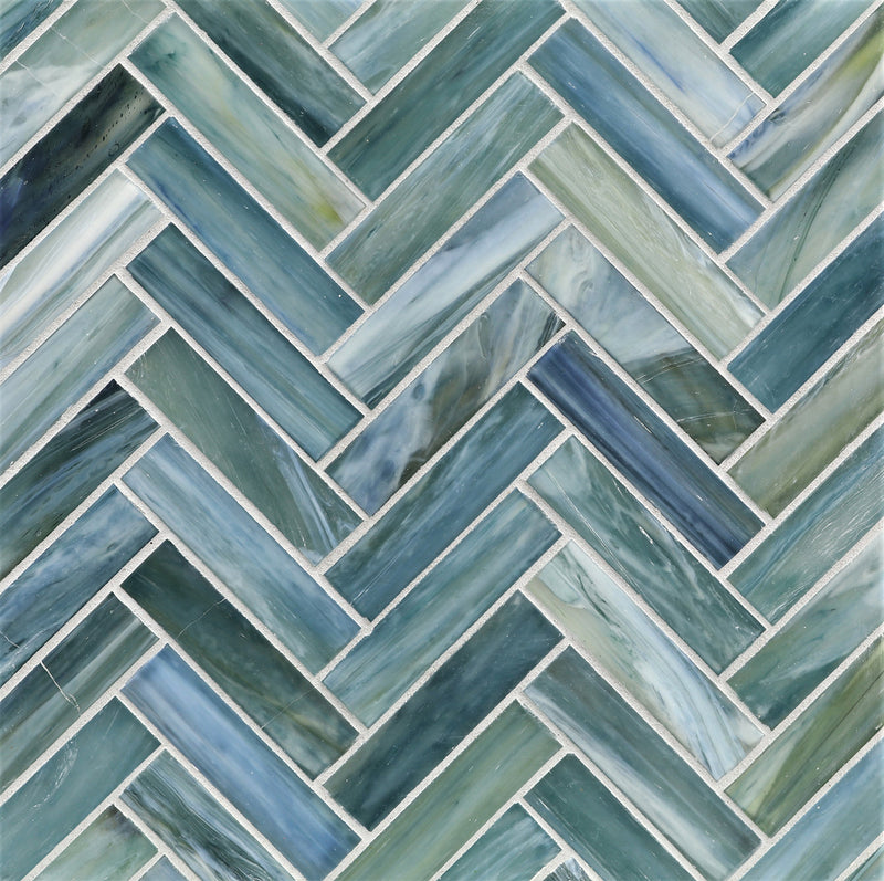 AGATE: Amalfi 1"x4" Herringbone Field Mosaic (8.83"x11.24" | silk)