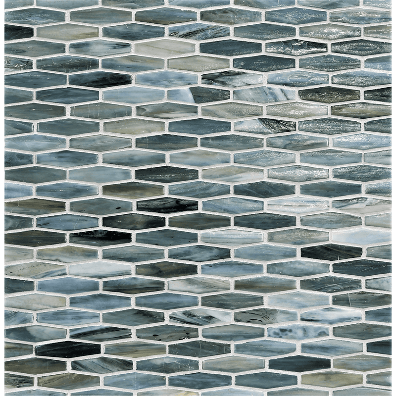 AGATE: Amalfi Martini Elongated Hexagon Field Mosaic (11.96"x12.58" | pearl)