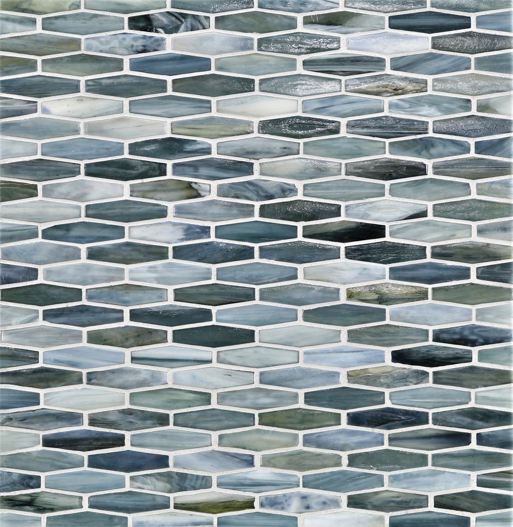 AGATE: Amalfi Martini Elongated Hexagon Field Mosaic (11.96"x12.58" | ribbed)