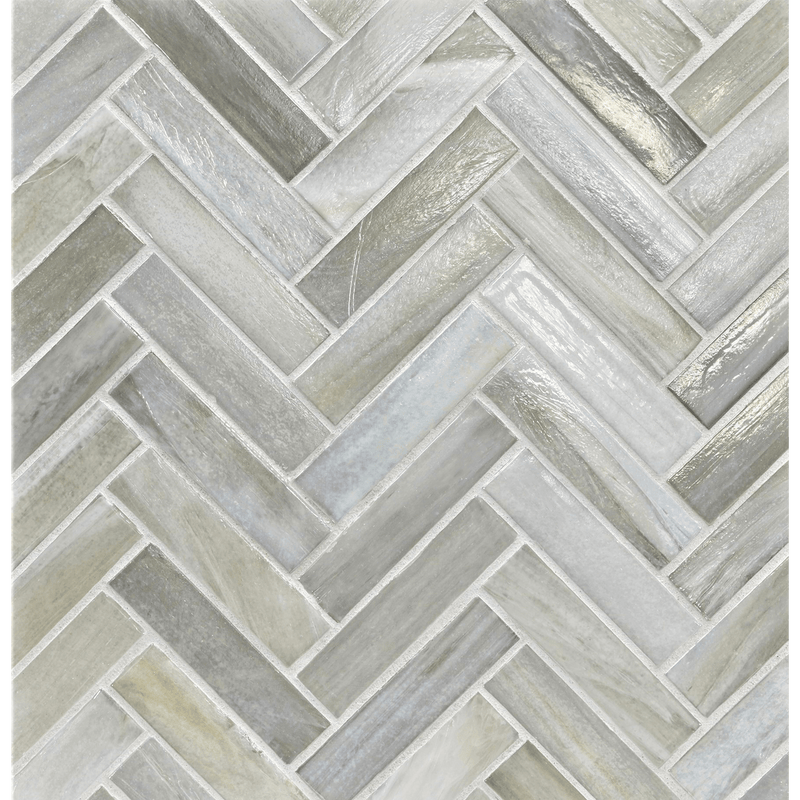 AGATE: Asolo 1"x4" Herringbone Field Mosaic (8.83"x11.24" | pearl)