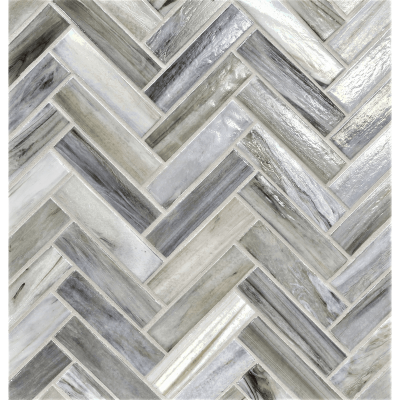 AGATE: Bari 1"x4" Herringbone Field Mosaic (8.83"x11.24" | pearl)