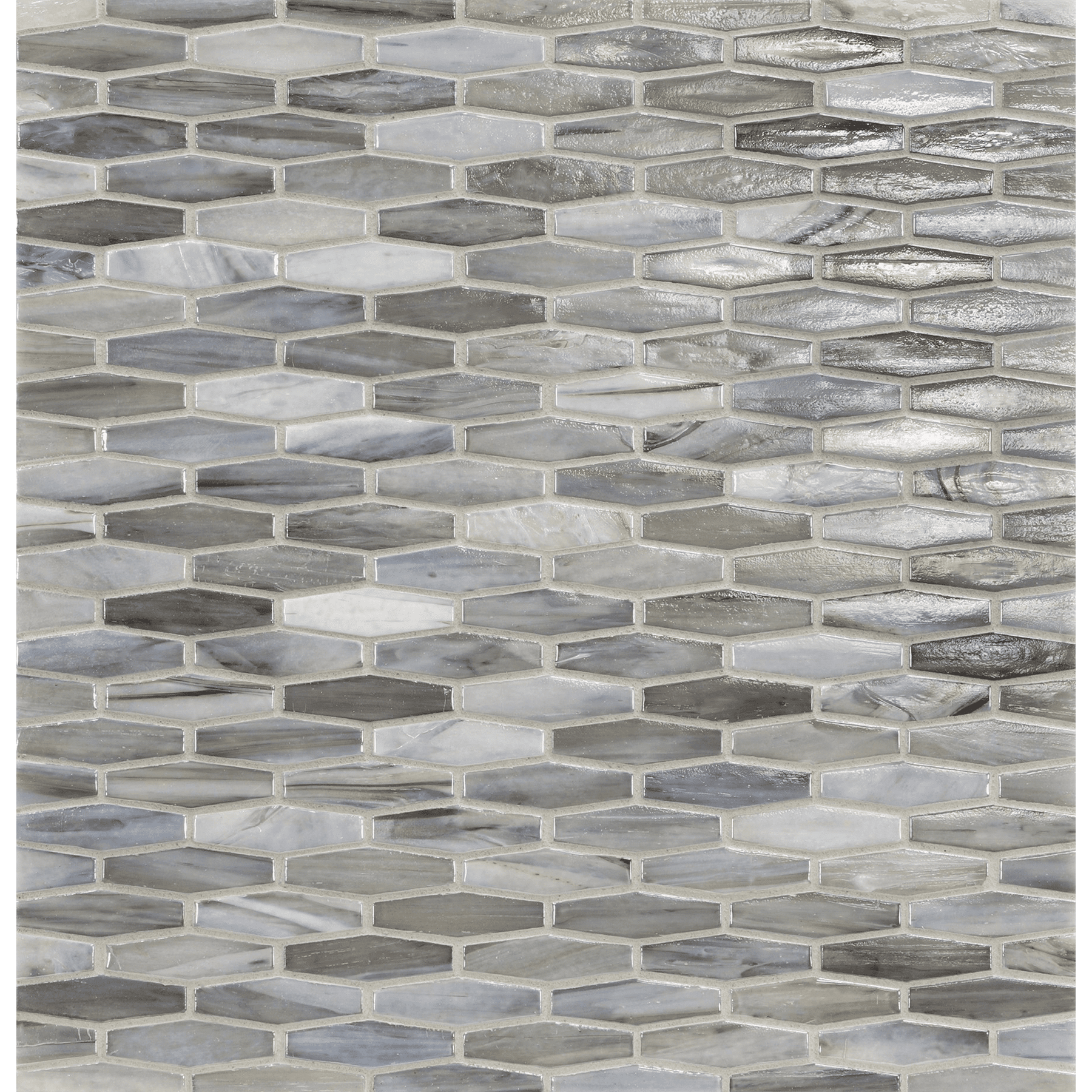 AGATE: Bari Martini Elongated Hexagon Field Mosaic (11.96"x12.58" | pearl)