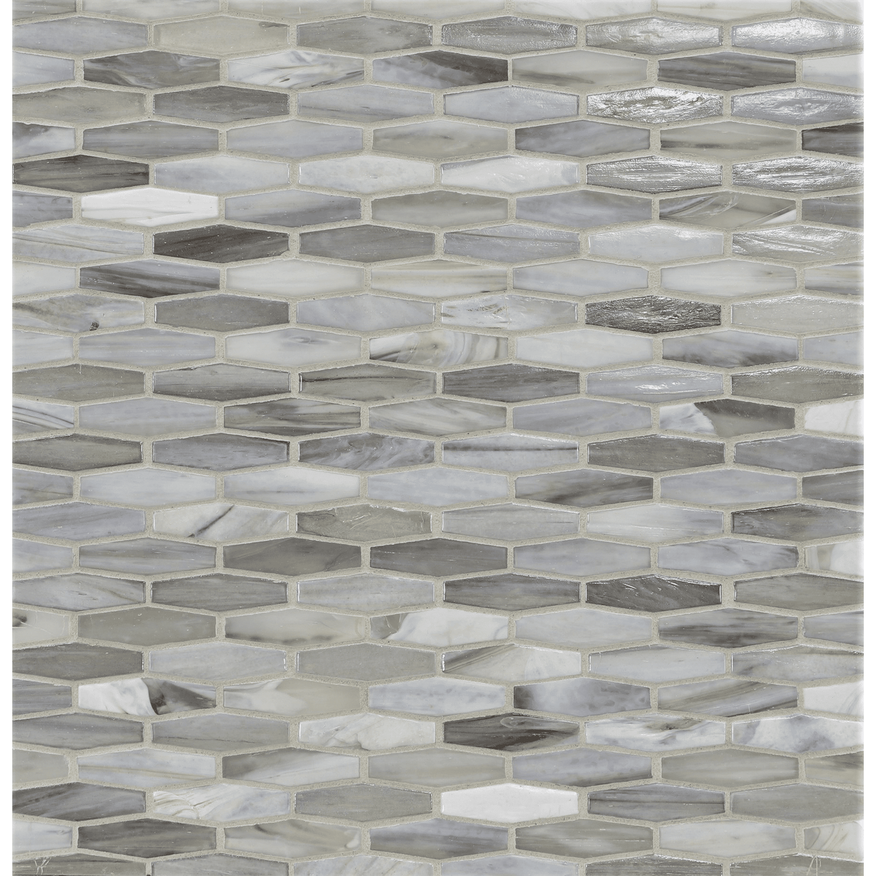 AGATE: Bari Martini Elongated Hexagon Field Mosaic (11.96"x12.58" | ribbed)