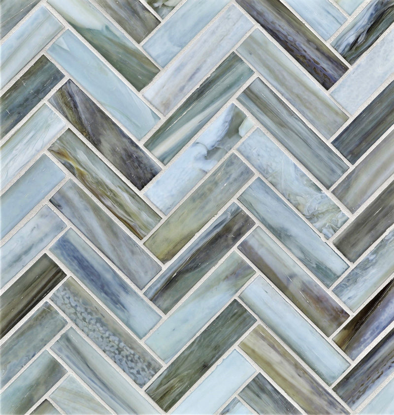 AGATE: Firenze 1"x4" Herringbone Field Mosaic (8.83"x11.24" | silk)