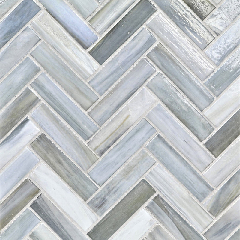 AGATE: Lucca 1"x4" Herringbone Field Mosaic (8.83"x11.24" | pearl)