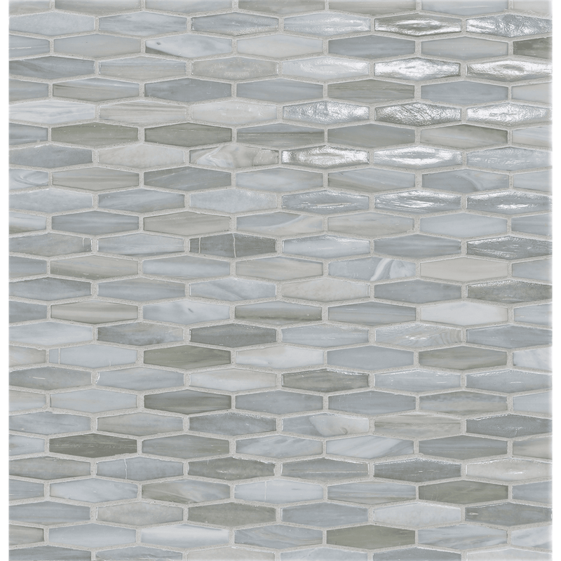 AGATE: Lucca Martini Elongated Hexagon Field Mosaic (11.96"x12.58" | ribbed)