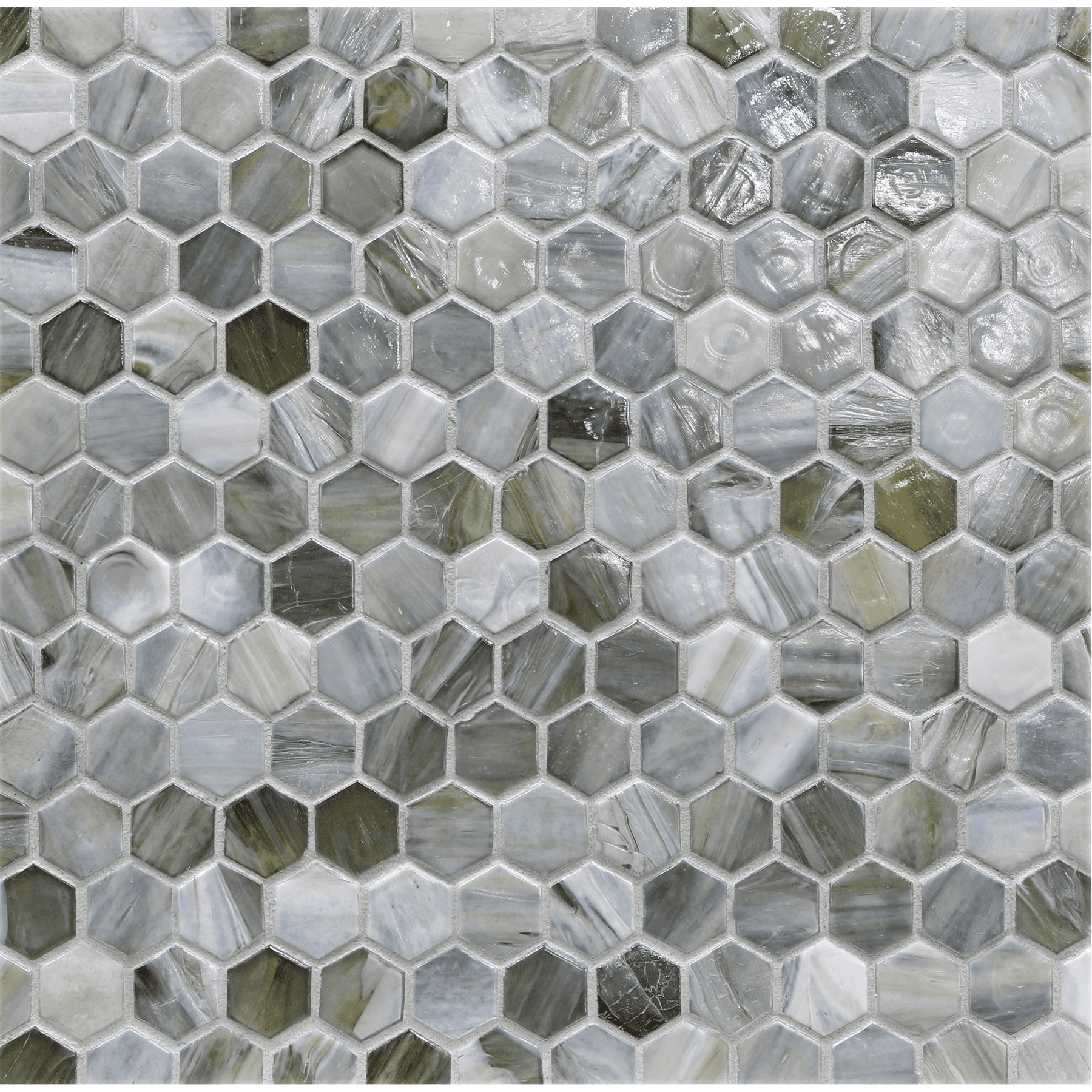 AGATE: Pienza 1" Hexagonal Field Mosaic (12.37"x12.49" | pearl)