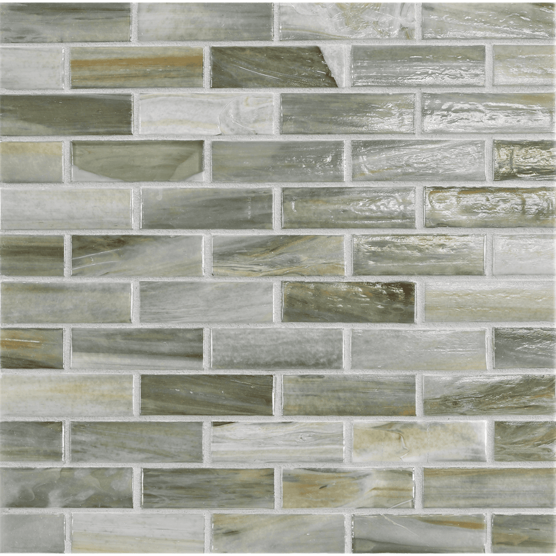 AGATE: Pienza 1"x3" Staggered Joint Field Mosaic (9.46"x12.49" | pearl)