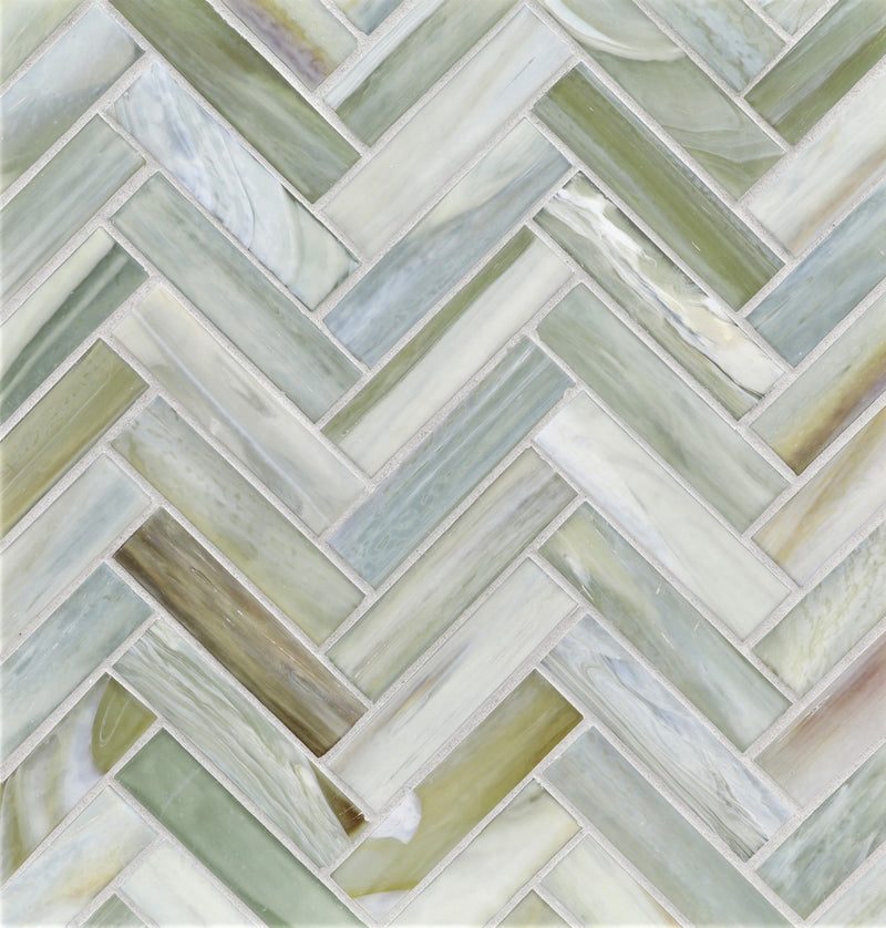 AGATE: Pienza 1"x4" Herringbone Field Mosaic (8.83"x11.24" | silk)