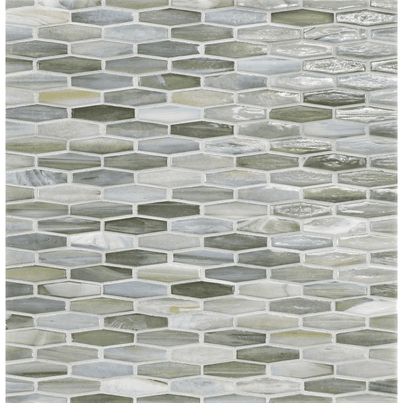 AGATE: Pienza Martini Elongated Hexagon Field Mosaic (11.96"x12.58" | pearl)