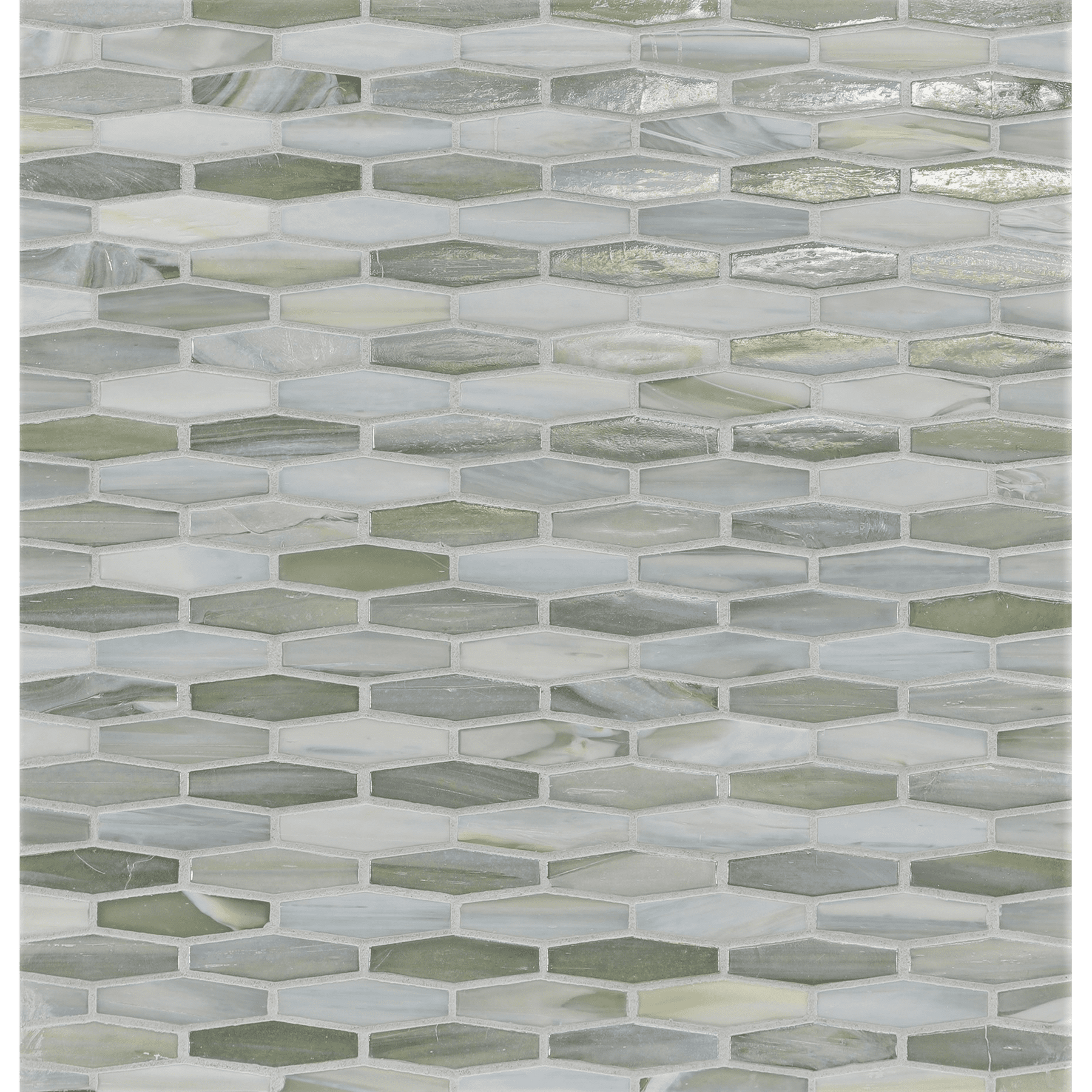 AGATE: Pienza Martini Elongated Hexagon Field Mosaic (11.96"x12.58" | ribbed)