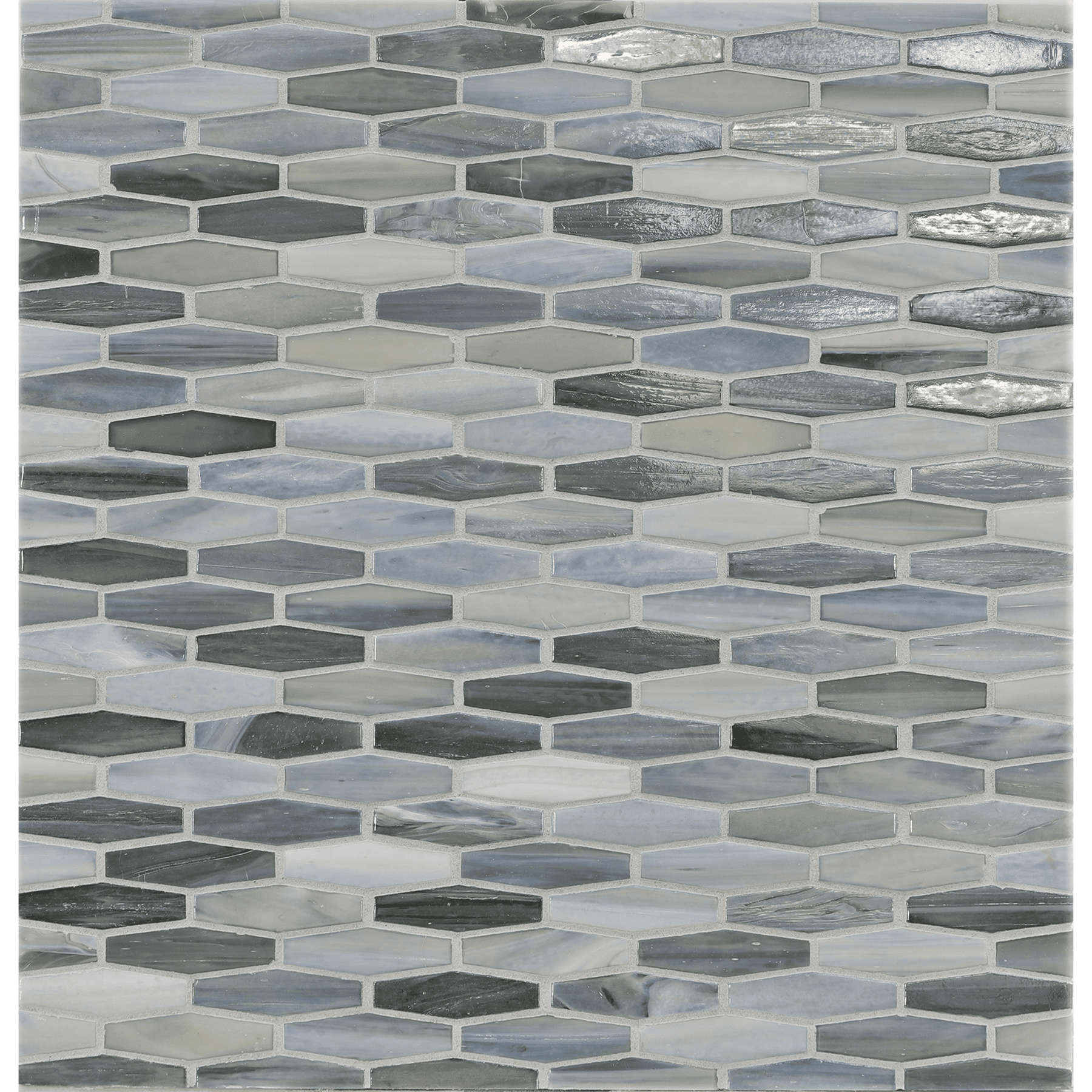 AGATE: Pisa Martini Elongated Hexagon Field Mosaic (11.96"x12.58" | ribbed)