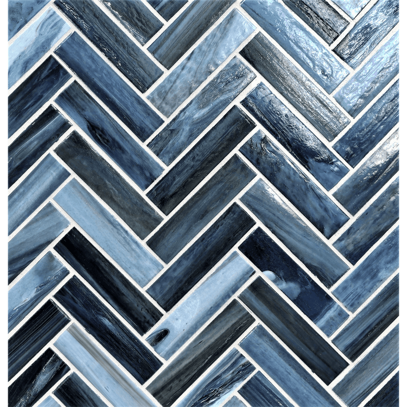 AGATE: Portofino 1"x4" Herringbone Field Mosaic (8.83"x11.24" | pearl)