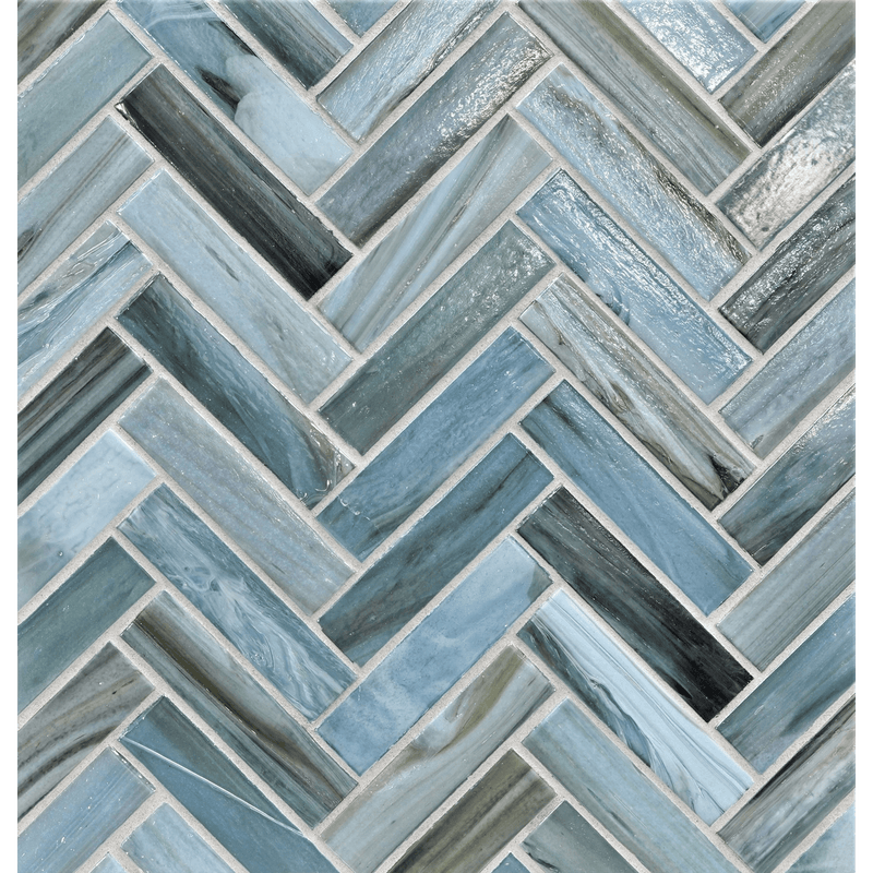 AGATE: Rimini 1"x4" Herringbone Field Mosaic (8.83"x11.24" | pearl)