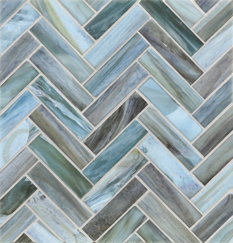 AGATE: Rimini 1"x4" Herringbone Field Mosaic (8.83"x11.24" | silk)