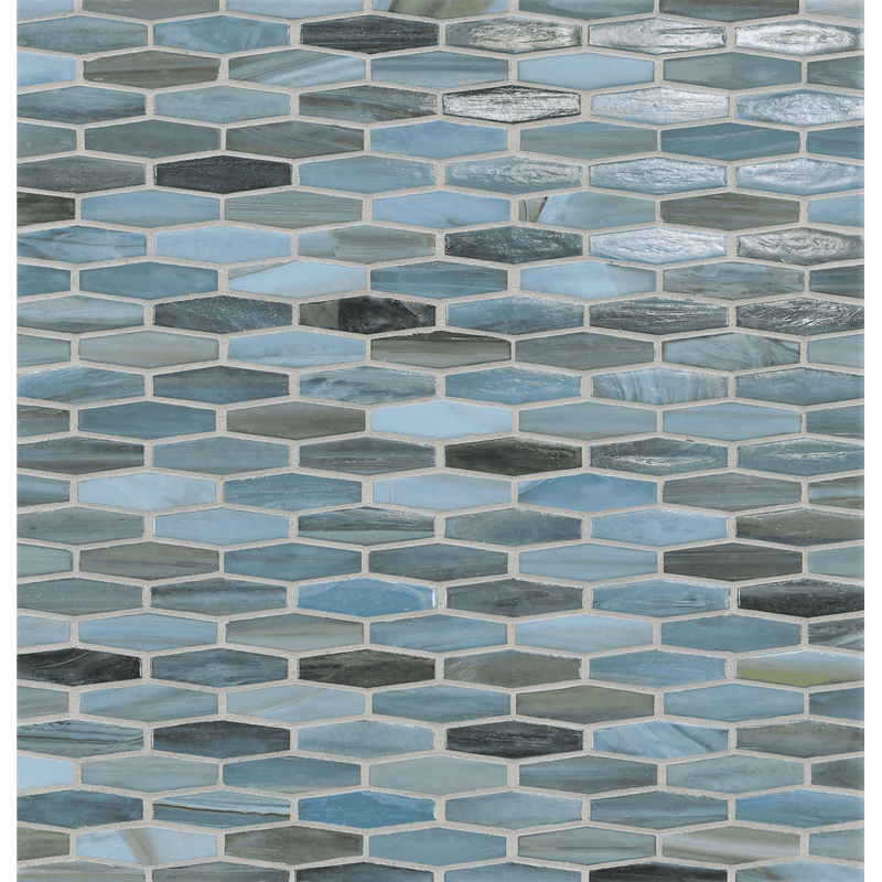 AGATE: Rimini Martini Elongated Hexagon Field Mosaic (11.96"x12.58" | ribbed)