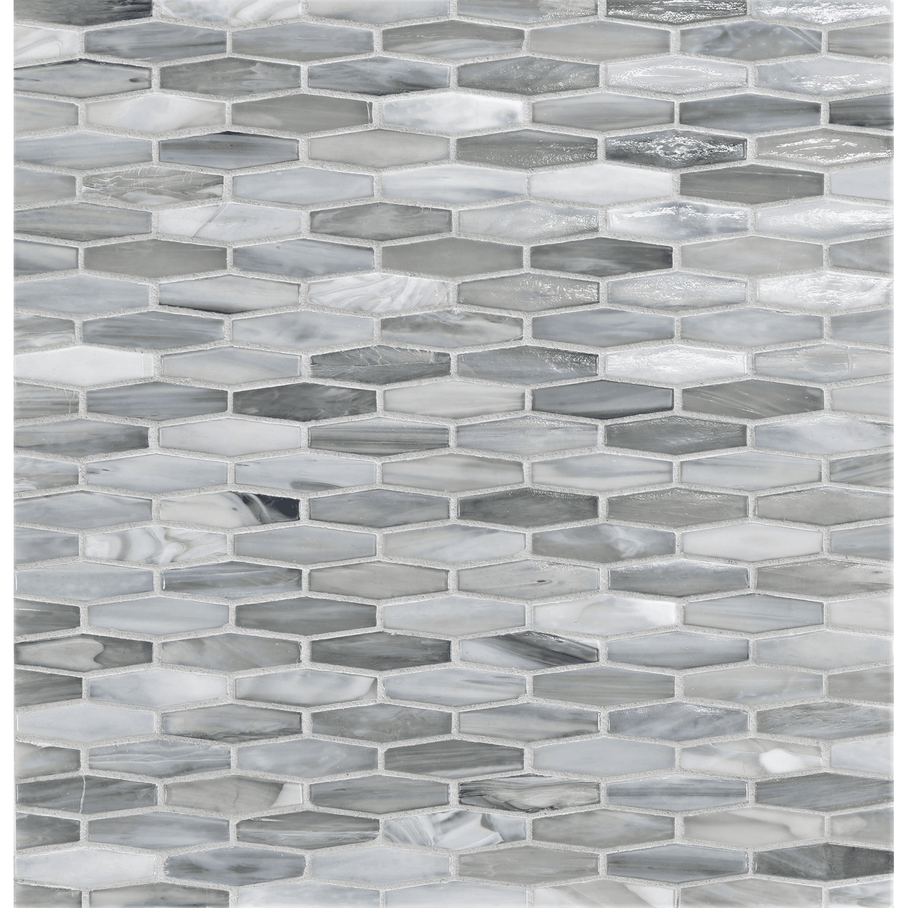 AGATE: Torino Martini Elongated Hexagon Field Mosaic (11.96"x12.58" | ribbed)