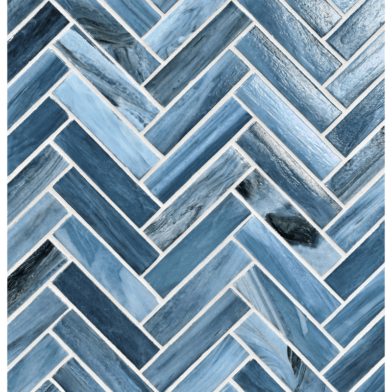 AGATE: Umbria 1"x4" Herringbone Field Mosaic (8.83"x11.24" | pearl)