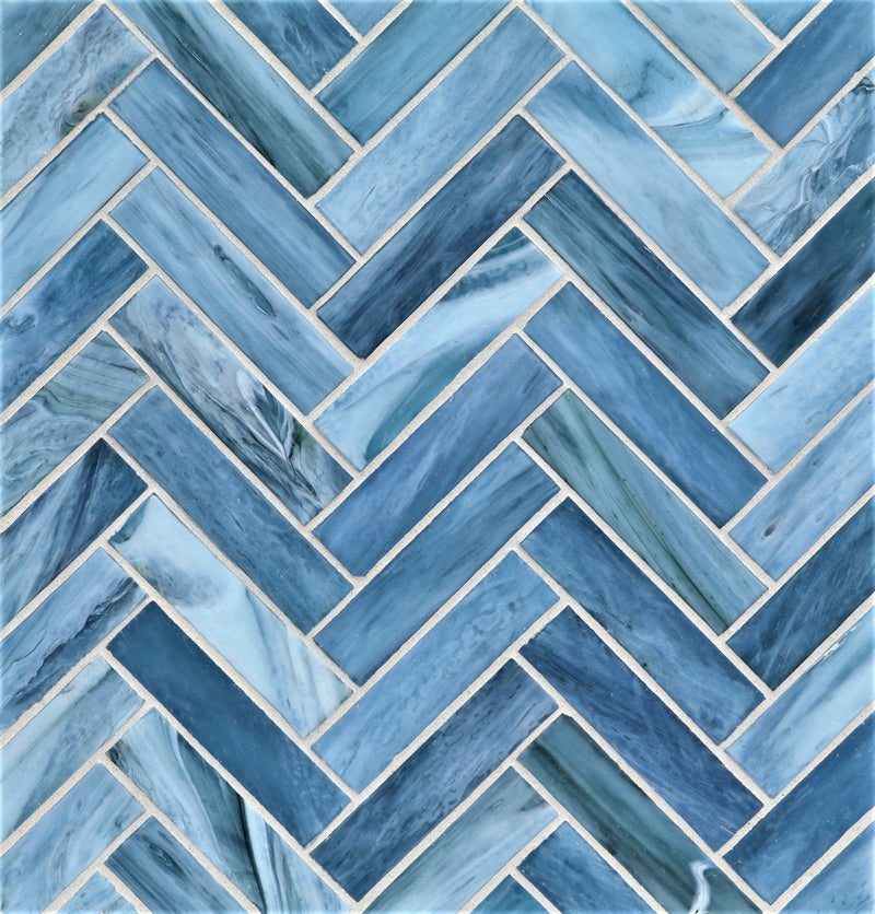 AGATE: Umbria 1"x4" Herringbone Field Mosaic (8.83"x11.24" | silk)