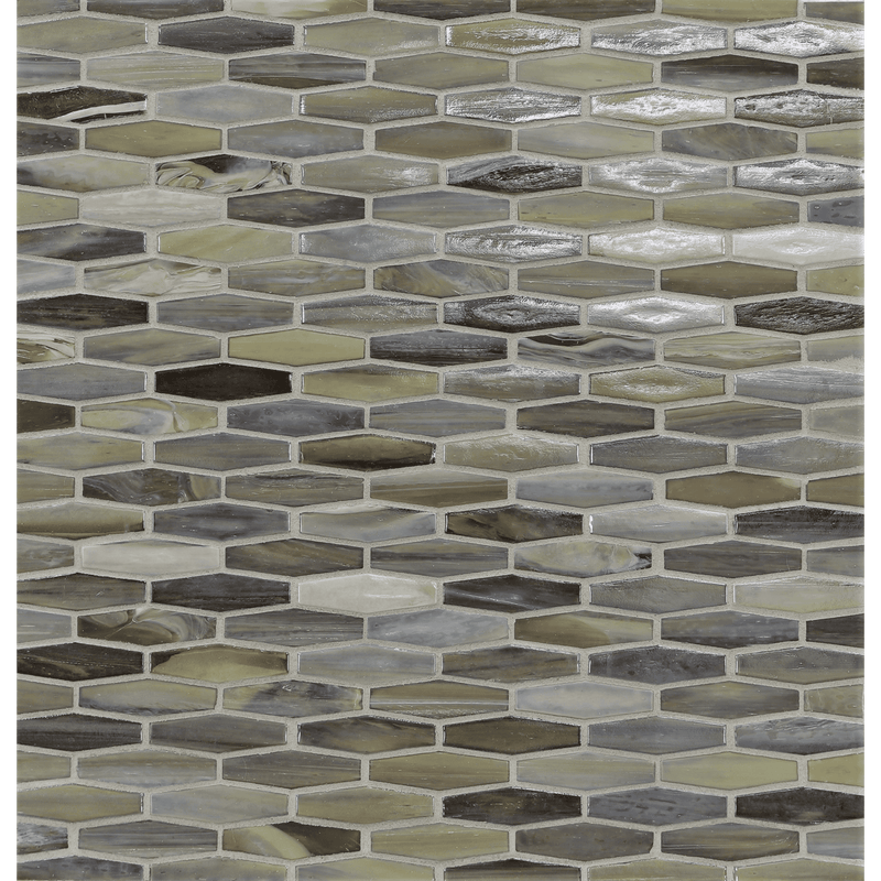 AGATE: Verona Martini Elongated Hexagon Field Mosaic (11.96"x12.58" | ribbed)