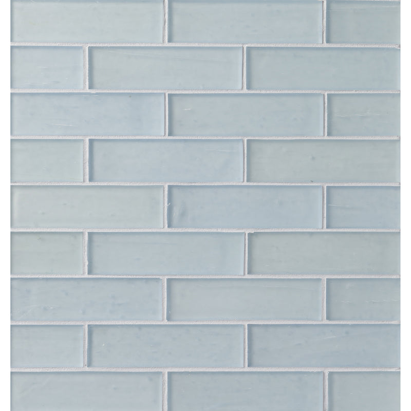 ELEMENTS: Baby Blue 1.25"x5" Staggered Joint Field Mosaic (9.80"x12.83" | silk)