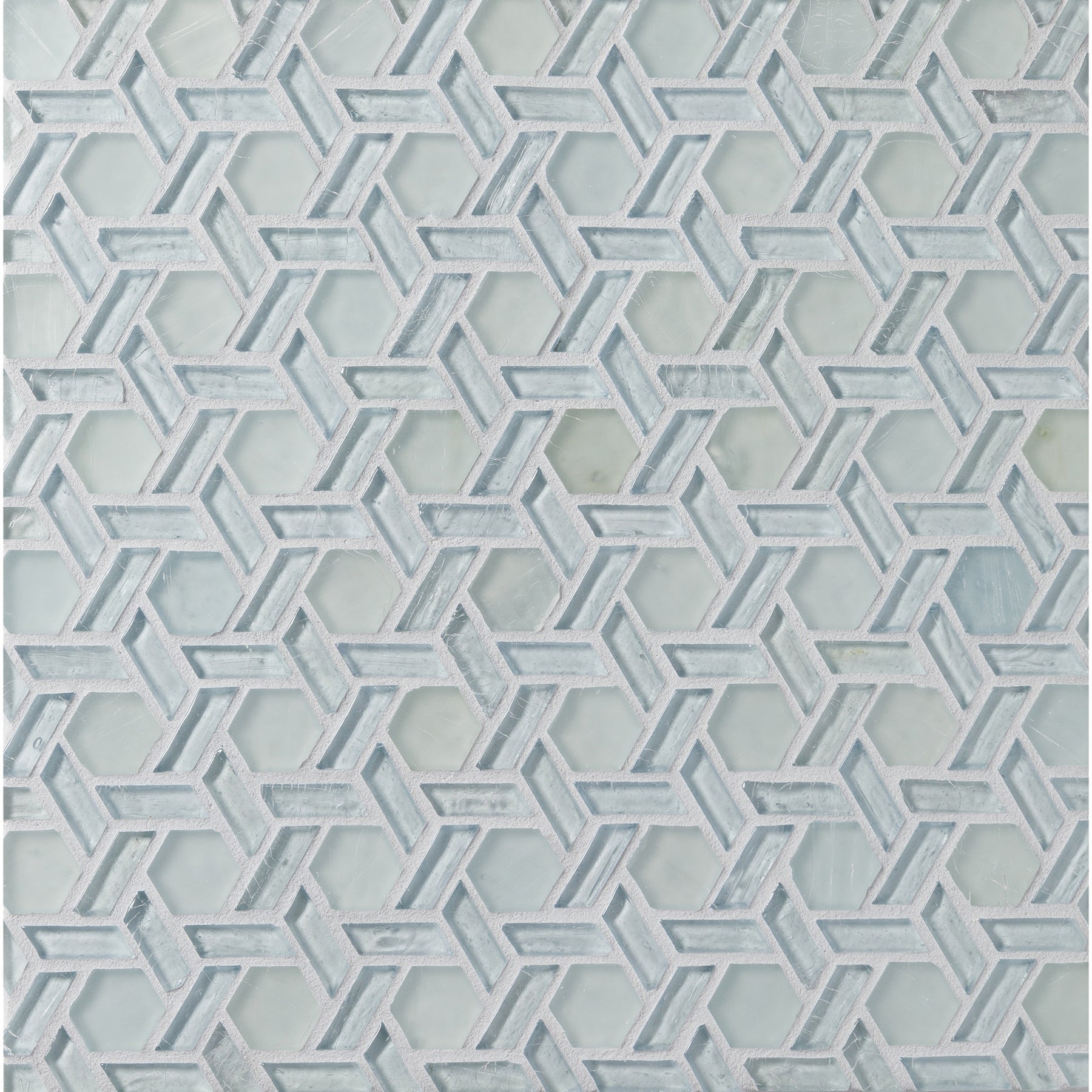 ELEMENTS: Baby Blue Cane Hexagonal Field Mosaic (12.32"x12.24" | mixed)