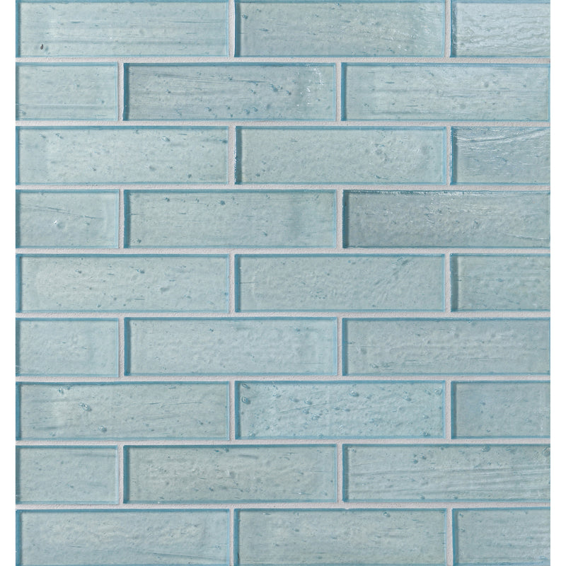 ELEMENTS: Blue Skies 1.25"x5" Staggered Joint Field Mosaic (9.80"x12.83" | pearl)