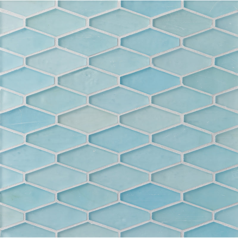 ELEMENTS: Blue Skies Mod Hex Elongated Hexagon Field Mosaic (9.45"x11.73" | silk)