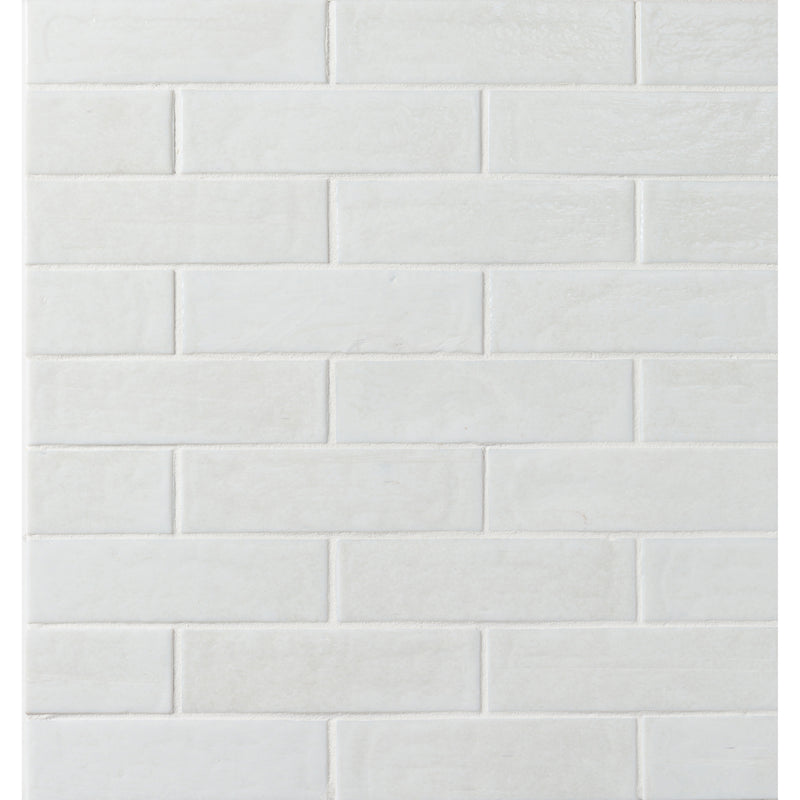 ELEMENTS: Bright White 1.25"x5" Staggered Joint Field Mosaic (9.80"x12.83" | pearl)