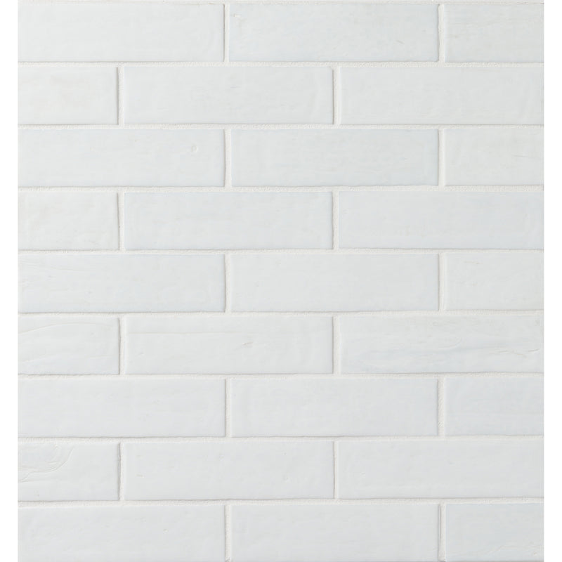 ELEMENTS: Bright White 1.25"x5" Staggered Joint Field Mosaic (9.80"x12.83" | silk)