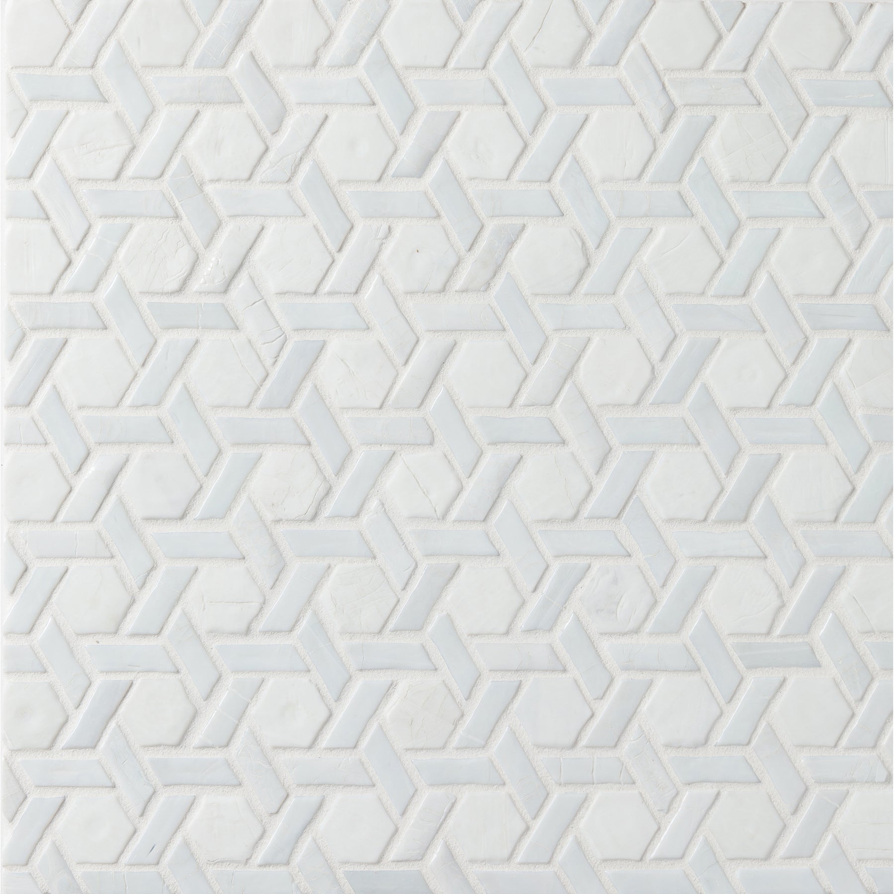 ELEMENTS: Bright White Cane Hexagonal Field Mosaic (12.32"x12.24" | mixed)