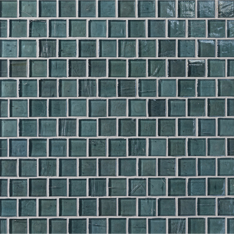 ELEMENTS: English Blue 1"x1" Staggered Joint Field Mosaic (12.46"x12.40" | pearl)