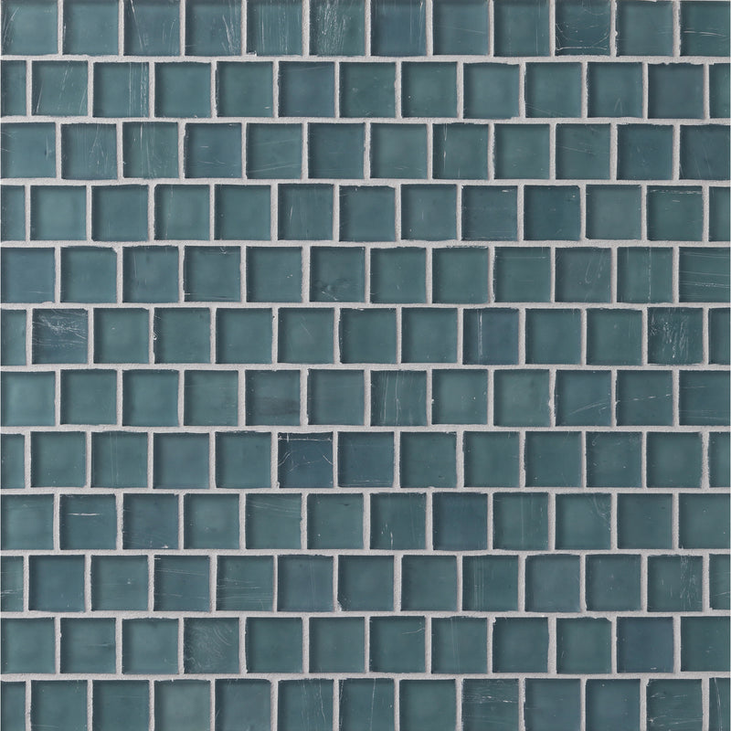 ELEMENTS: English Blue 1"x1" Staggered Joint Field Mosaic (12.46"x12.40" | silk)