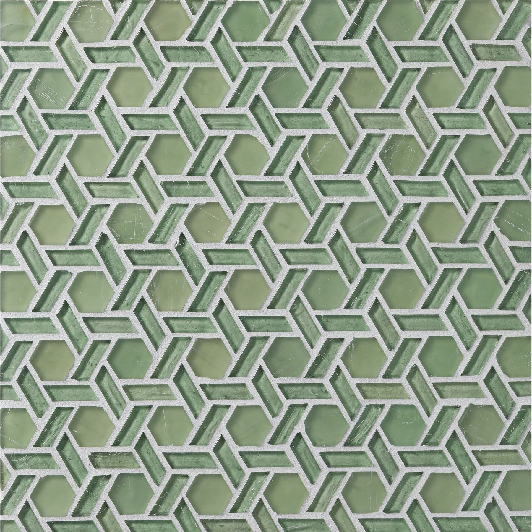 ELEMENTS: Fern Leaf Cane Hexagonal Field Mosaic (12.32"x12.24" | mixed)